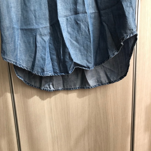 Cloth & Stone Blue Denim Shirt Blouse qtr sleeves - Picture 4 of 8